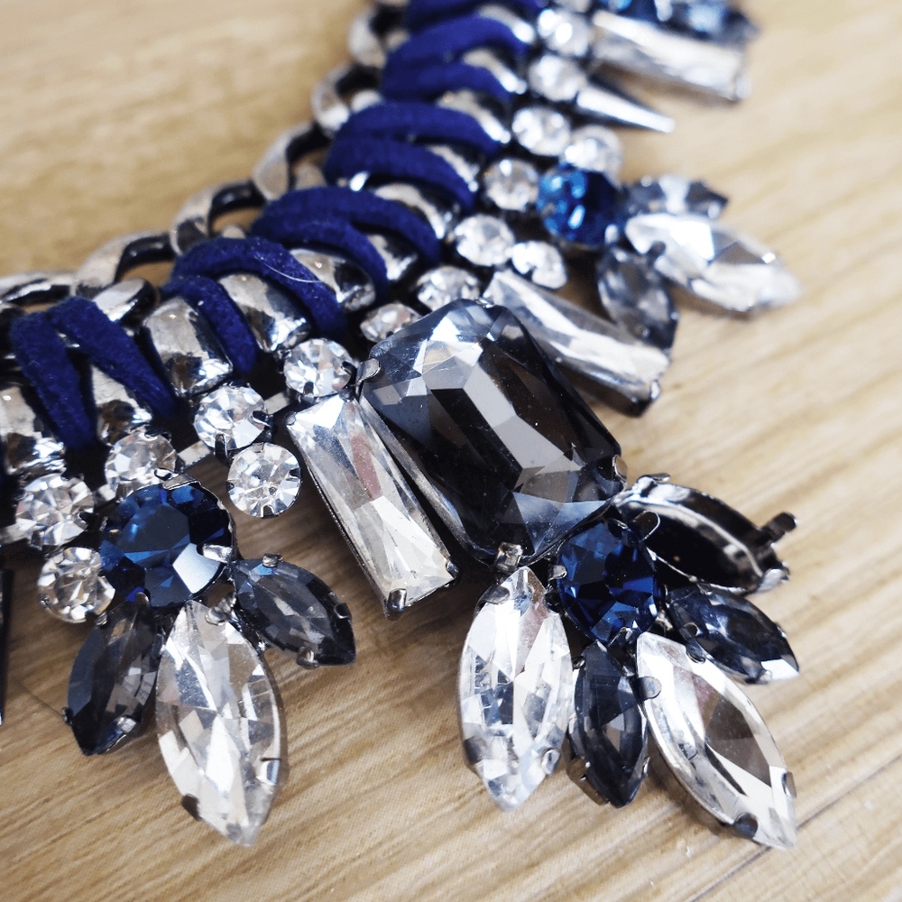 Express Navy and Silver Statement Necklace